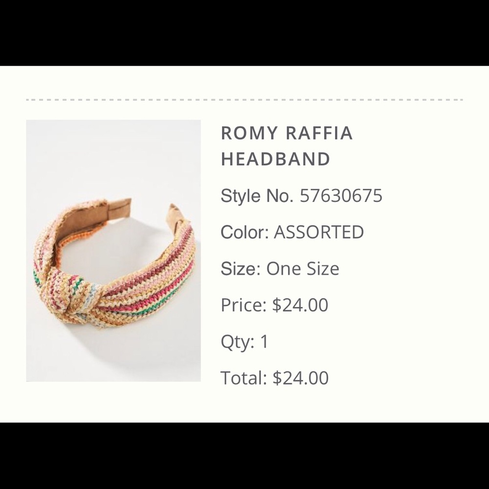 Anthropologie Raffia Headband